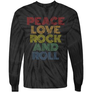 Peace Love Rock And Roll Distressed Rock Concert Tie-Dye Long Sleeve Shirt