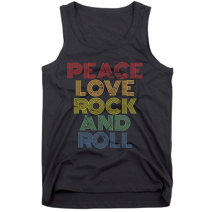 Peace Love Rock And Roll Distressed Rock Concert Tank Top