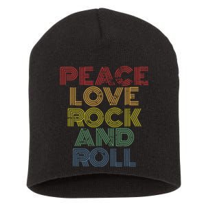 Peace Love Rock And Roll Distressed Rock Concert Short Acrylic Beanie