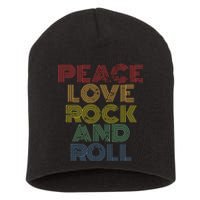 Peace Love Rock And Roll Distressed Rock Concert Short Acrylic Beanie