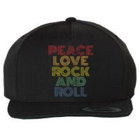 Peace Love Rock And Roll Distressed Rock Concert Wool Snapback Cap