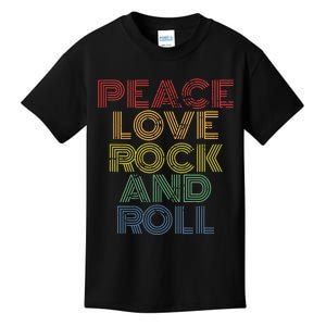 Peace Love Rock And Roll Distressed Rock Concert Kids T-Shirt