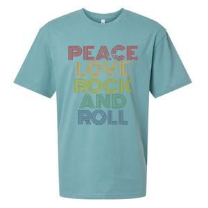 Peace Love Rock And Roll Distressed Rock Concert Sueded Cloud Jersey T-Shirt