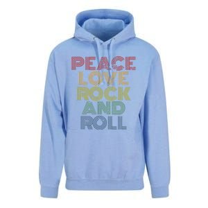 Peace Love Rock And Roll Distressed Rock Concert Unisex Surf Hoodie