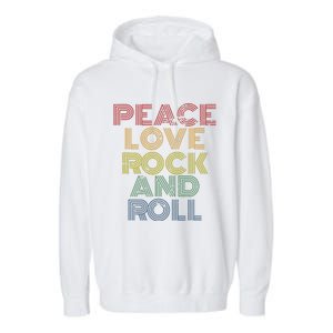 Peace Love Rock And Roll Distressed Rock Concert Garment-Dyed Fleece Hoodie