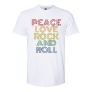 Peace Love Rock And Roll Distressed Rock Concert Softstyle CVC T-Shirt