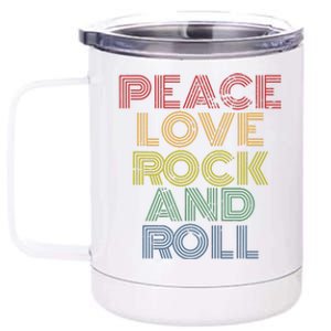 Peace Love Rock And Roll Distressed Rock Concert 12 oz Stainless Steel Tumbler Cup