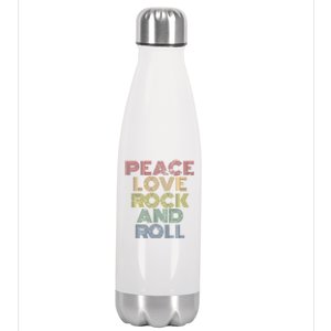 Peace Love Rock And Roll Distressed Rock Concert Stainless Steel Insulated Water Bottle