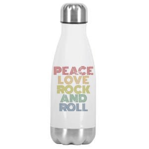 Peace Love Rock And Roll Distressed Rock Concert Stainless Steel Insulated Water Bottle