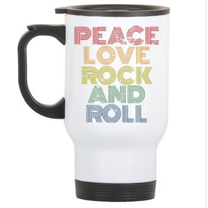 Peace Love Rock And Roll Distressed Rock Concert Stainless Steel Travel Mug