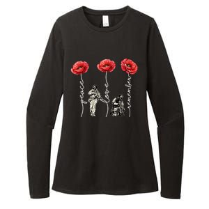 Peace Love Remember Red Poppy Flower Soldier Veteran Day Gift Womens CVC Long Sleeve Shirt