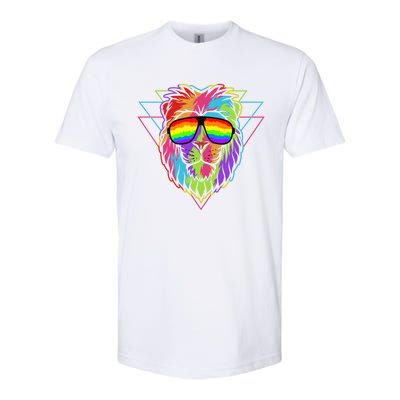 Pride Lgbt Rainbow Lion With Sunglasses Gift Softstyle® CVC T-Shirt