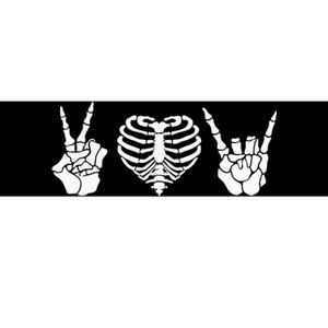 Peace Love Rock & Roll Skeleton Hand Halloween Music Concert Bumper Sticker