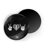 Peace Love Rock & Roll Skeleton Hand Halloween Music Concert Magnet