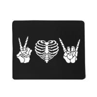 Peace Love Rock & Roll Skeleton Hand Halloween Music Concert Mousepad