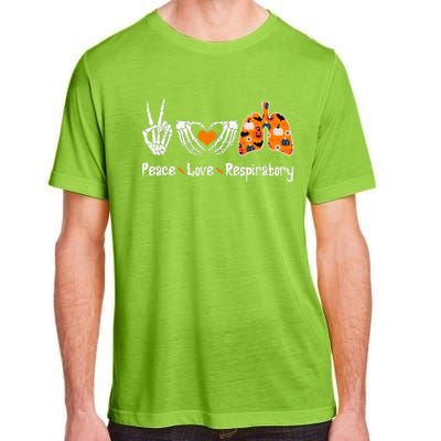 Peace Love Respiratory Therapist Skeleton Halloween Costume Adult ChromaSoft Performance T-Shirt