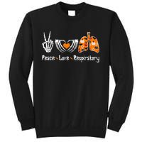 Peace Love Respiratory Therapist Skeleton Halloween Costume Sweatshirt