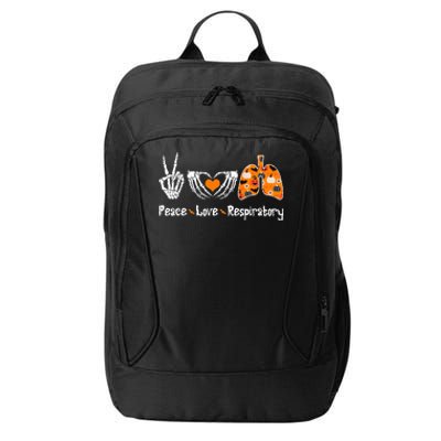 Peace Love Respiratory Therapist Skeleton Halloween Costume City Backpack