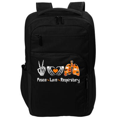 Peace Love Respiratory Therapist Skeleton Halloween Costume Impact Tech Backpack