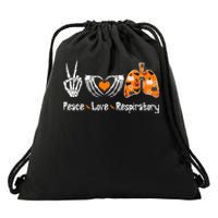 Peace Love Respiratory Therapist Skeleton Halloween Costume Drawstring Bag