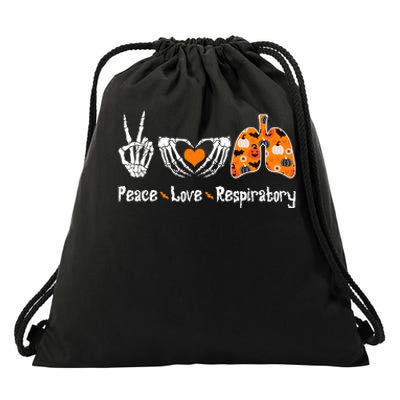 Peace Love Respiratory Therapist Skeleton Halloween Costume Drawstring Bag