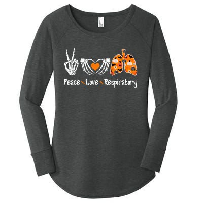 Peace Love Respiratory Therapist Skeleton Halloween Costume Women's Perfect Tri Tunic Long Sleeve Shirt