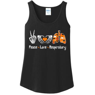 Peace Love Respiratory Therapist Skeleton Halloween Costume Ladies Essential Tank