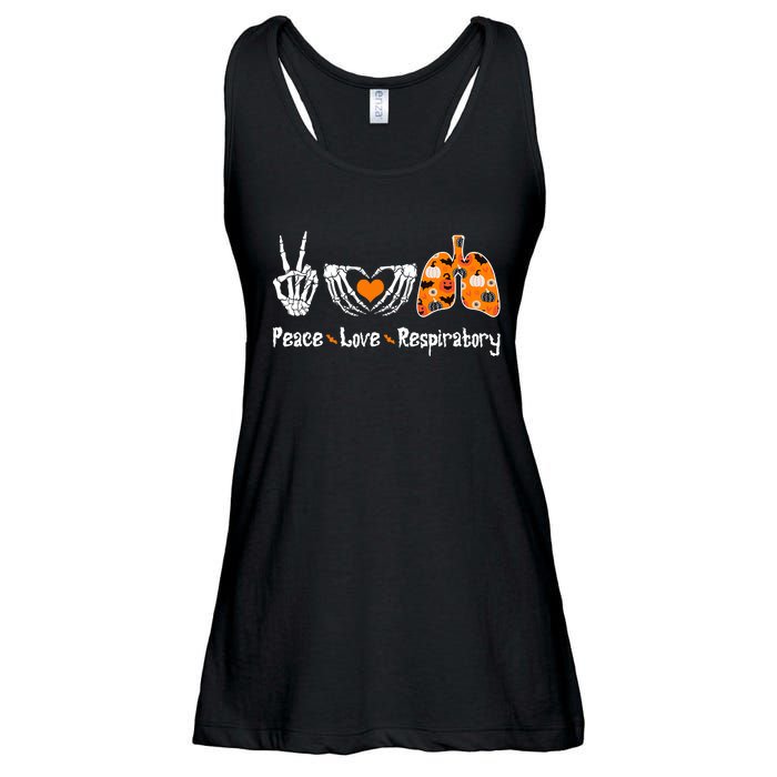 Peace Love Respiratory Therapist Skeleton Halloween Costume Ladies Essential Flowy Tank