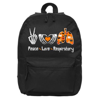 Peace Love Respiratory Therapist Skeleton Halloween Costume 16 in Basic Backpack