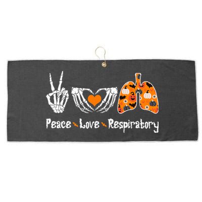 Peace Love Respiratory Therapist Skeleton Halloween Costume Large Microfiber Waffle Golf Towel