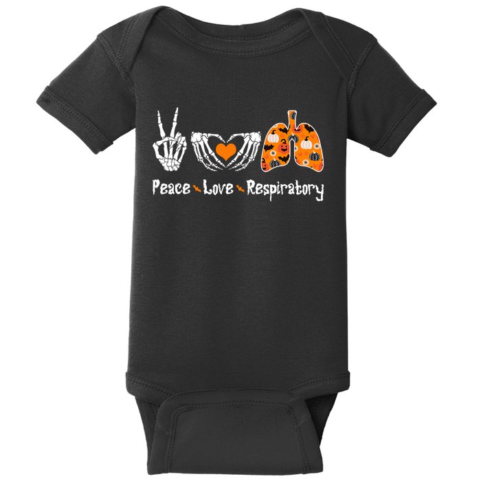 Peace Love Respiratory Therapist Skeleton Halloween Costume Baby Bodysuit