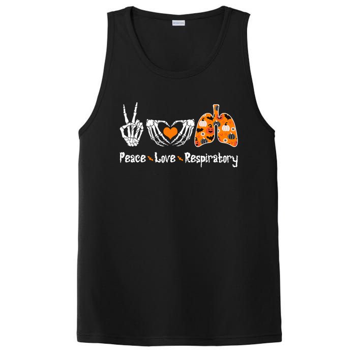 Peace Love Respiratory Therapist Skeleton Halloween Costume PosiCharge Competitor Tank