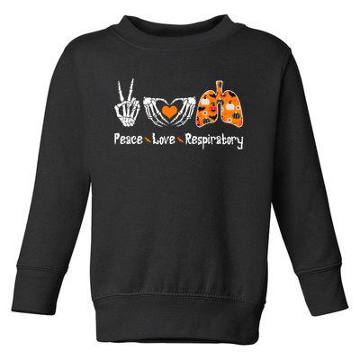 Peace Love Respiratory Therapist Skeleton Halloween Costume Toddler Sweatshirt