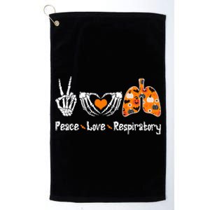 Peace Love Respiratory Therapist Skeleton Halloween Costume Platinum Collection Golf Towel