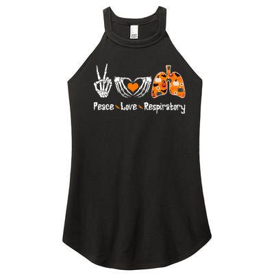 Peace Love Respiratory Therapist Skeleton Halloween Costume Women's Perfect Tri Rocker Tank