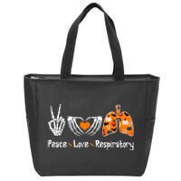 Peace Love Respiratory Therapist Skeleton Halloween Costume Zip Tote Bag