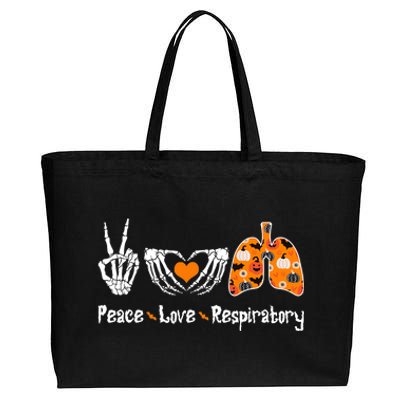 Peace Love Respiratory Therapist Skeleton Halloween Costume Cotton Canvas Jumbo Tote