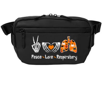 Peace Love Respiratory Therapist Skeleton Halloween Costume Crossbody Pack