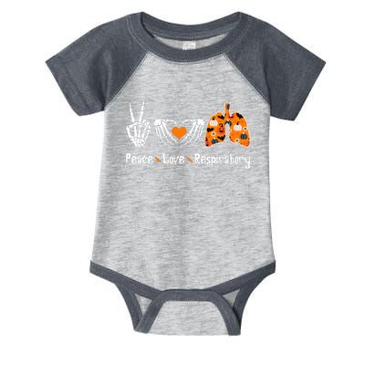 Peace Love Respiratory Therapist Skeleton Halloween Costume Infant Baby Jersey Bodysuit