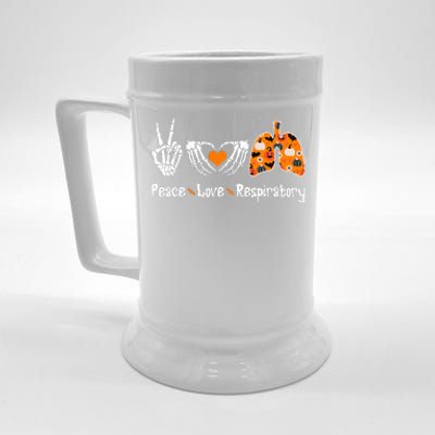 Peace Love Respiratory Therapist Skeleton Halloween Costume Beer Stein