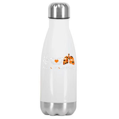 Peace Love Respiratory Therapist Skeleton Halloween Costume Stainless Steel Insulated Water Bottle