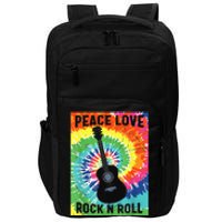 Peace Love Rock Roll Tie Dye Hippie Guitar Music Retro Impact Tech Backpack