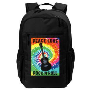 Peace Love Rock Roll Tie Dye Hippie Guitar Music Retro Daily Commute Backpack