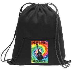 Peace Love Rock Roll Tie Dye Hippie Guitar Music Retro Sweatshirt Cinch Pack Bag