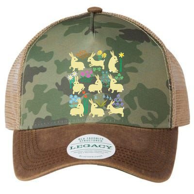 Playful Little Rabbits Among Colorful Flowers Legacy Tie Dye Trucker Hat