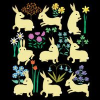 Playful Little Rabbits Among Colorful Flowers Cooling Performance Crew T-Shirt