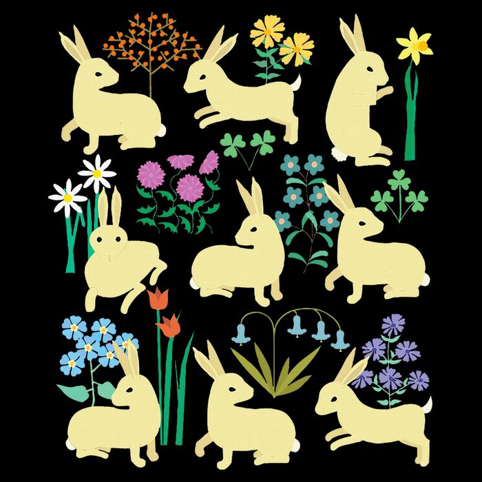Playful Little Rabbits Among Colorful Flowers Cooling Performance Crew T-Shirt