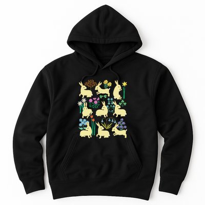 Playful Little Rabbits Among Colorful Flowers Hoodie