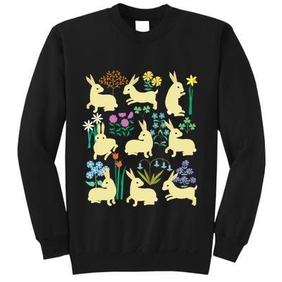 Playful Little Rabbits Among Colorful Flowers Sweatshirt