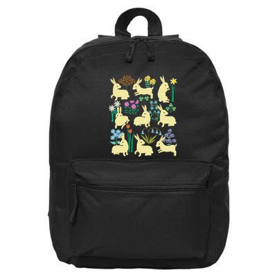 Playful Little Rabbits Among Colorful Flowers 16 in Basic Backpack